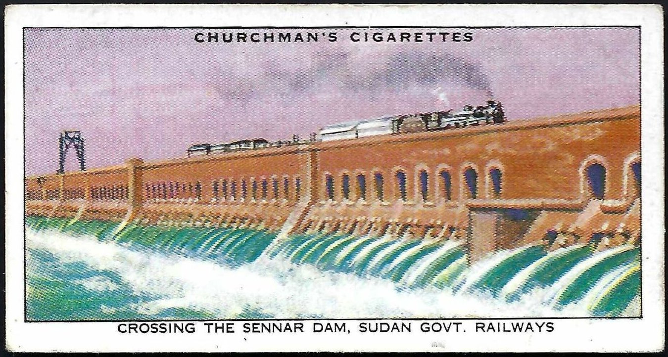 Train Stamps : Sudan : Sennar Dam Churchman's Cigarette Card Empire Series 1931 Card #11
